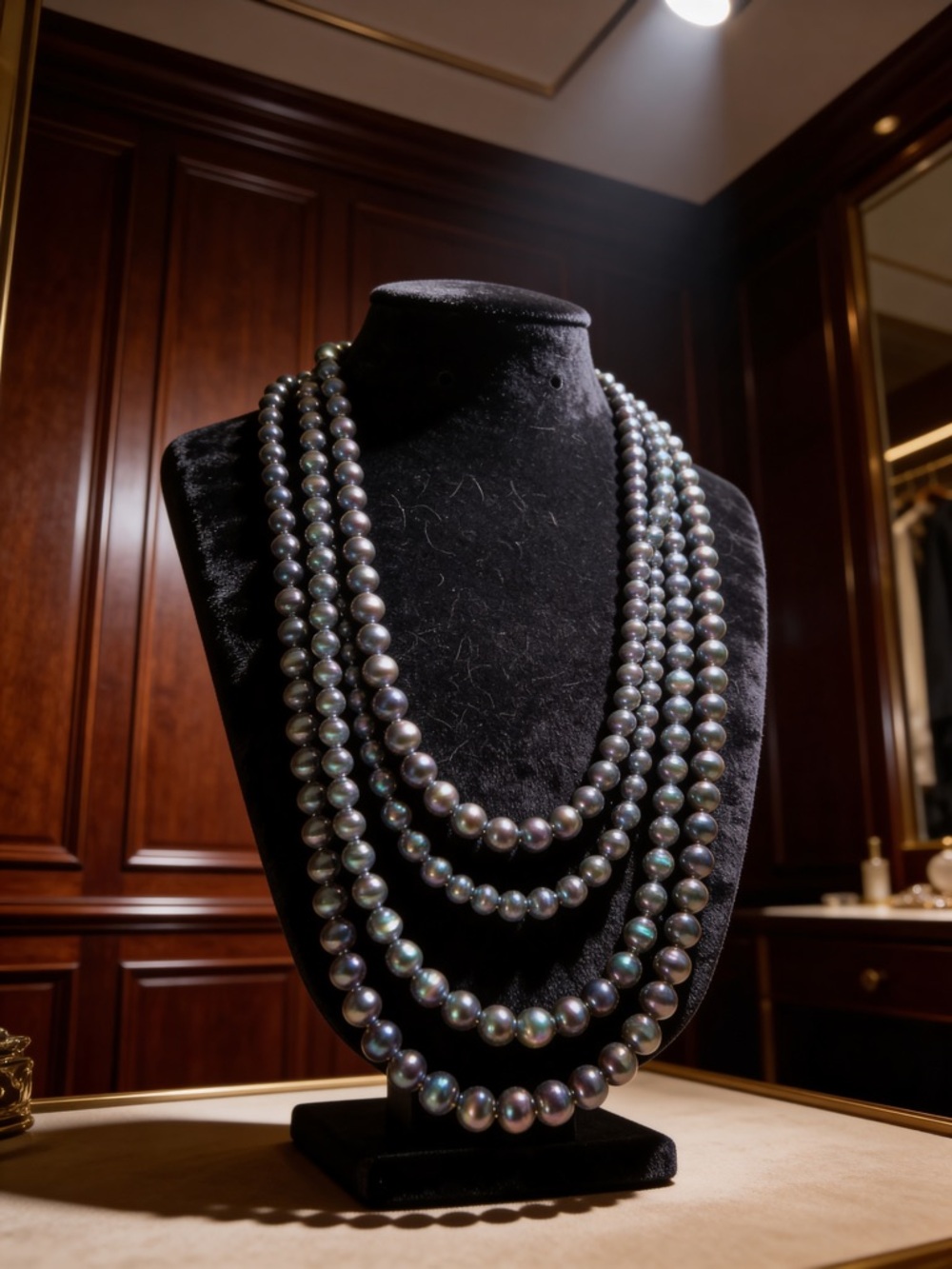 Luxury Tahitian Black Pearl Multi-Strand Necklace - Black - Picture 2 of 3